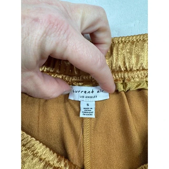 NWT Anthropologie Current Air Satin High-Rise Wide-Leg Pants Women's Small Gold‎ - Picture 5 of 13